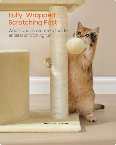 Feandrea Cat Tree, 18.5-in Small Cat Tower, Cute Kittens Condo, Sand Beige - Image 4