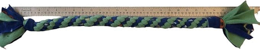 Dog Puppy Tug Pull Toy Rope Play Durable Interactive Entertaining Heavy Duty Fleece Round Square Braid by Knots SO Fast (Blue Green)