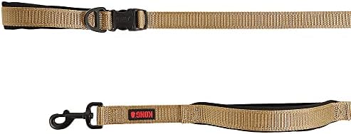 KONG Comfort Ultra Durable Traffic Padded Handle Hands Free Quick Control Leash 6' (Tan) by KONG