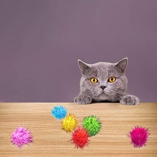 VAPKER 30 Piece Assorted Color Sparkle Balls Cat's Favorite Toy Tinsel Pom Poms Glitter - Image 7