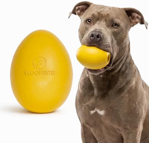 Virtually Indestructible Wobble Chew Toy - Lifetime Replacement - Tough, Durable Ball for Aggressive Chewers - Safe Non-Toxic Natural Rubber - Chew, Treats, Fetch - Med/Large Breed - 5"x4" by WoofBite