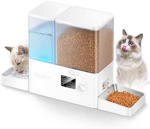 ROJECO Automatic Cat Feeder & Water Dispenser,Button Customizable Feeding by ROJECO
