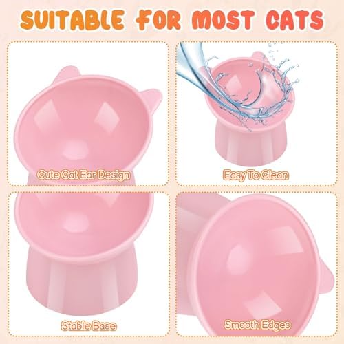 3 Pcs Elevated Cat Bowls 15° Raised Cat Bowl with Silicone Mat - Image 3