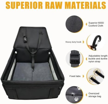 Pet Dog Booster Seat, Upgrading the Framed wall to Prevent Collapse，Breathable and Foldable Pet Car Basket，Removable andWashable pet car seat - Image 3