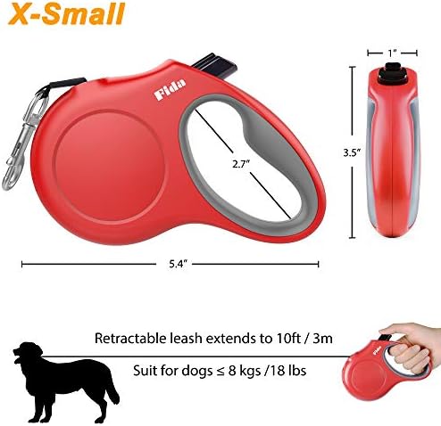 Fida Retractable Dog Leash with Dispenser and Poop Bags, 10 ft, Red - Image 6