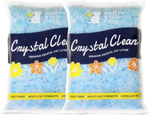 Crystal Clean Premium Fresh Scent Crystal Cat Litter with Odor Control (5X Faster), Best Lightweight, Non Clumping Kitty Litter to Absorb Urine, Dries Solid Waste (2X4.3 Lb Bags) by Unknown