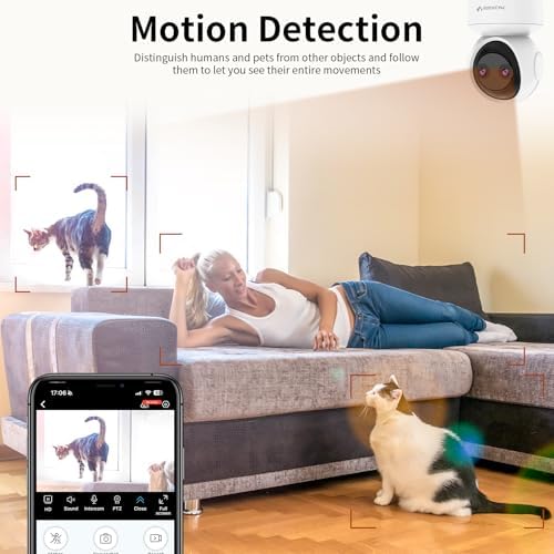 VSTARCAM 2K HD Pet Camera with Phone App, Indoor Camera for Home Night Vision, 2-Way Audio, Motion Detection, 2.4G WiFi Dual Monitor, 7/24 Recording, Cloud/SD Card Storage - Image 4