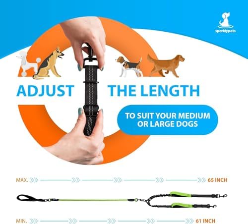 SparklyPets - Double Dog Bungee Rope Leash - Dual Dog Lead for Medium and Large Breeds - Padded Handles, No Tangle - Flow Leash, 2 Dogs Walking Accessory - Image 6