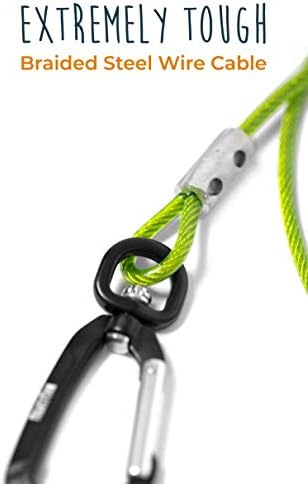 Mighty Paw Dog Leash - Anti Biting Pets Leashes - Chew Proof Metal Cable - Ideal for Large Dogs and Teething Puppies - Braided Cord with Padded Handle - Six Foot - Green - Image 5