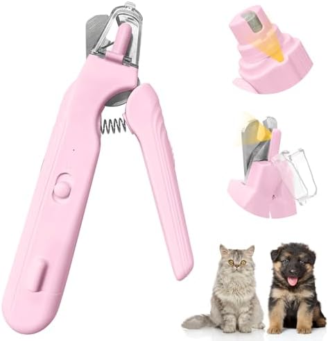 2-in-1 Dog Nail Trimmers & Dog Nail Grinder, Dog Nail Clippers with 2 LED Lights & Safety Guard, USB Rechargeable, Multiple Grinding Methods for Small, Medium, and Large Dogs & Cats (Pink) by Dexmary