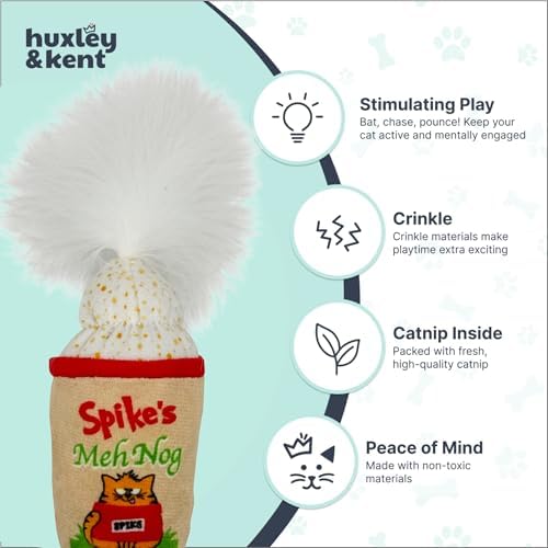 Huxley & Kent Plush Crinkle Catnip Cat Toy, Meh Nog - Image 4