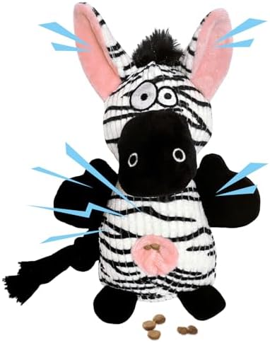 Guiding Star Dog Toys Puppy Toys Cute Pet Toys Squeaky Zebra Dog Toy with Crinkle Paper Plush Dog Stuffed Animals Chew Toy with Cotton Rope Dog Toys to Keep Them Busy for Small Medium Large Dogs by GuidingStar