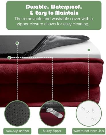 Spotted Play Orthopedic Dog Bed with Sides - Sofa Beds for Large Dogs, Supportive Foam Pet Couch Bed with Washable Removable Cover, Waterproof Lining and Non-Slip Bottom, Burgundy - L - Image 6