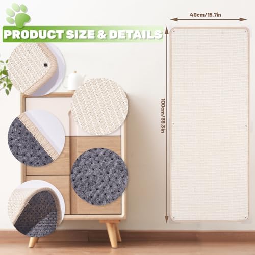 Uranshin Natural Sisal Cat Wall Climbing Carpet, Wall Scratcher Mat Pad - Image 2