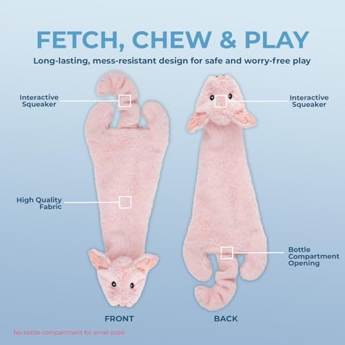Best Pet Supplies 2-in-1 Stuffless Squeaky Dog Toy - Hare, Pig, Large - Image 3