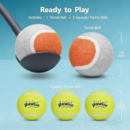 PAWISE Dog Ball Launcher for Small & Medium Dogs, 12.2" Dogs Fetch Toy with Tennis Ball + 3-Pack Squeaky Tennis Balls, Portable Hands-Free Pick-Up Thrower for Indoor & Outdoor Play - Image 4