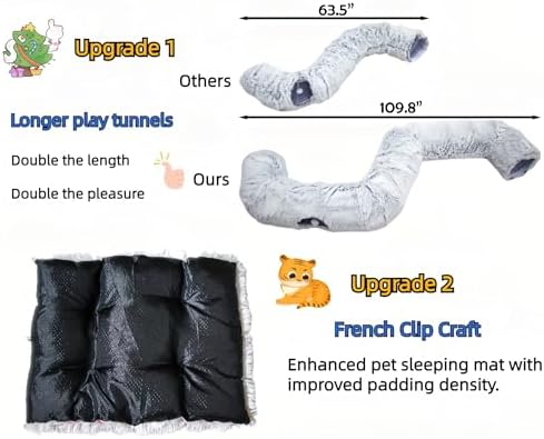 XxingSheep Extra Large Cat Tunnel Bed Plush Cat Cave for Indoor Cats - Image 5