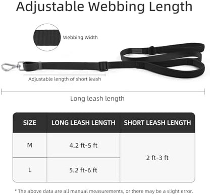 Wisedog Two Handles Dog Leash, Classic Black, M|4.2 ft-5 ft - Image 3
