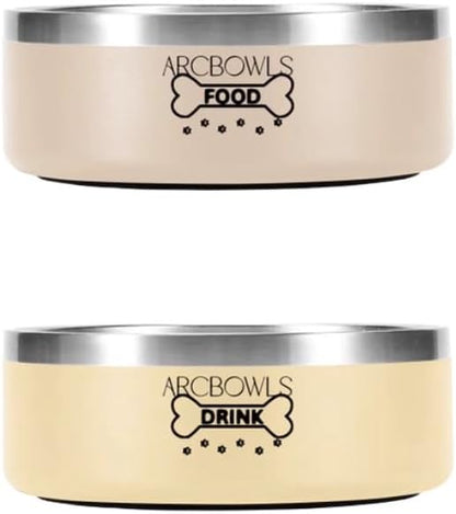 Pack of 2 Adorable Stainless Steel Pet Bowls – Non-Slip, Durable, Easy to Clean Food & Water Basic pet-Bowls for Small,Medium, Large Dogs and Large Cats 32 oz (4 Cups)