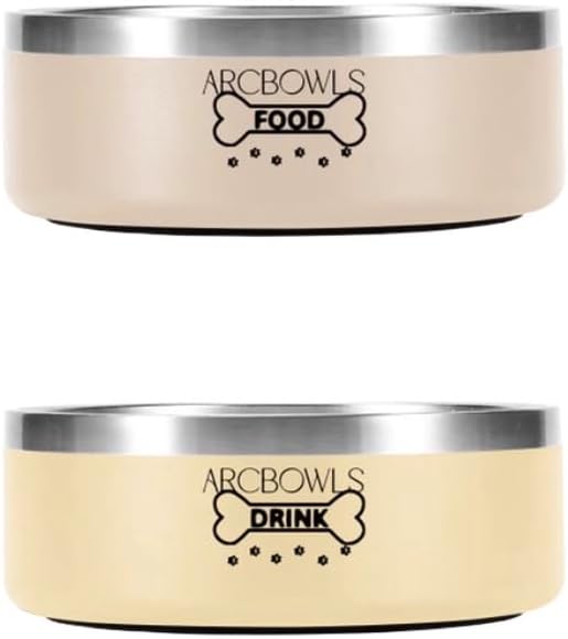 Pack of 2 Adorable Stainless Steel Pet Bowls – Non-Slip, Durable, Easy to Clean Food & Water Basic pet-Bowls for Small,Medium, Large Dogs and Large Cats 32 oz (4 Cups)