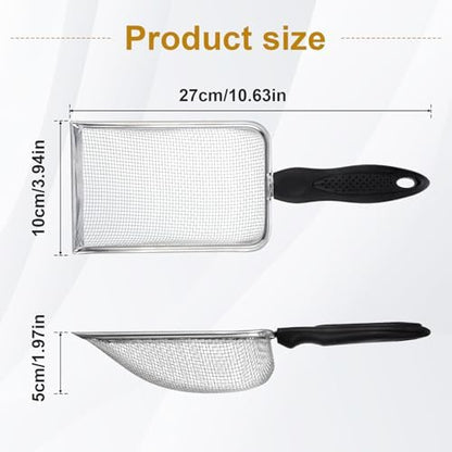 Stainless Steel Mesh Litter Shovel, Fine Mesh Metal Reptile Litter Cleaner Scooper, Black Non-Slip Handle Sifter for Lizard Substrate Reptile Terrarium Sand Waste - Image 2
