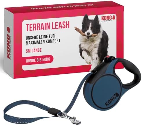 Alcott Kong Terrain Retractable Dog Leash, Large, Blue, 16' Long by KONG