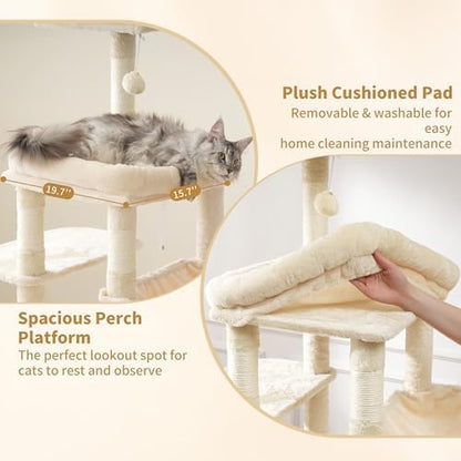 Heybly Cat Tree, 71-Inch Tall Cat Tower for Large Maine Coon Cats HCT03MG - Image 4