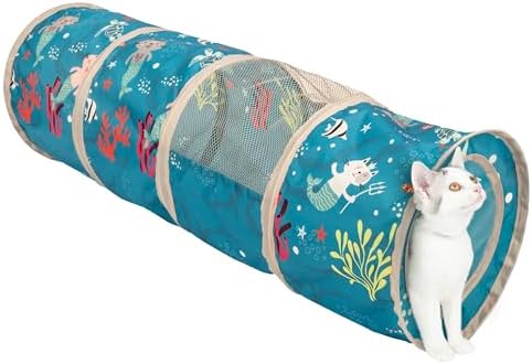 Kitty City Ocean-Themed Cat Play Furniture Set, Collapsible Pop-Up Cat Toys Combo with Cube, Tunnel & House, Indoor Kitty Playground for Play, Hiding & Lounging - Image 4