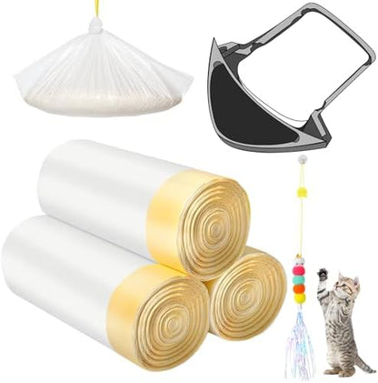 Waste Drawer Liners Bags Replacement Compatible with Litter-Robot 3/4, 60 Count Thickened Heavy Duty Cat Liner Bags with Drawstring 10-12 Gallons of Capacity by Dilsuaco