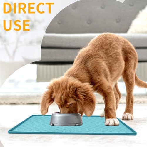 Ptlom Dog Food Mat Anti-Slip Pet Bowl Mats for Food and Water, High-Lips Pet Placemat Prevent Messy Spills to Floor, Waterproof Puppy Feeding Tray for Small, Medium Large Dogs Cats, Silicone - Image 3