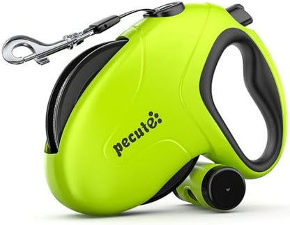 Pecute 32ft Retractable Dog Leash with Reflective Strips, 360° Tangle-Free, One-Button Control & Sturdiness Nylon Material, Long Leash Retractable with Poop Bag Holder for Medium Large Dog by pecute
