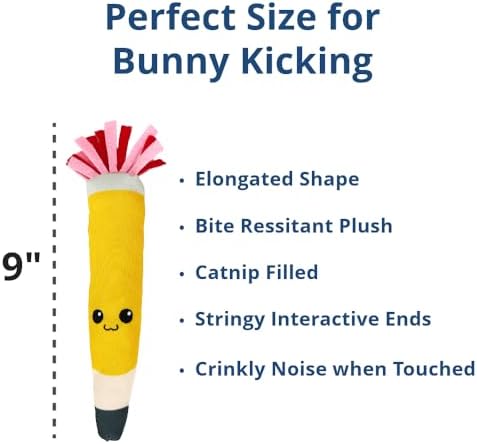Pencil Kicker Catnip Toy w/ Long Shape & Bite Resistant Plush for Cat Chew Toy w/ Crinkle Paper & Organic Catnip - Image 3