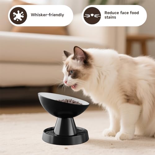 Raised Cat Food Bowl, Ceramic 15° Tilted Cat Bowl(Black) - Image 7