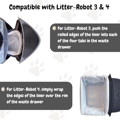 Cat Litter Box Liner Bags Compatible with Litter-Robot Waste Drawer Heavy Duty Waste Drawer Liners for Self-Cleaning Pet Kitty Litter Box Drawer 9-11 Gallons (White Drawstring (110 ct.)) - Image 6