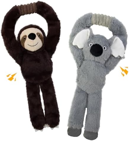 No Stuffing 2-Pack Dog Toys, Squeaky Plush with Crinkle Toy for Medium Pets by Chongqile