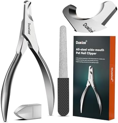 Dog Nail Clippers - All Steel Material, 1.22-Inch Large Opening, Built-in Spring, No Fur Pinch, for Medium to Large Dogs and Cats, Professional Pet Nail Trimmers, with Free Nail File (Matte) by Unknown