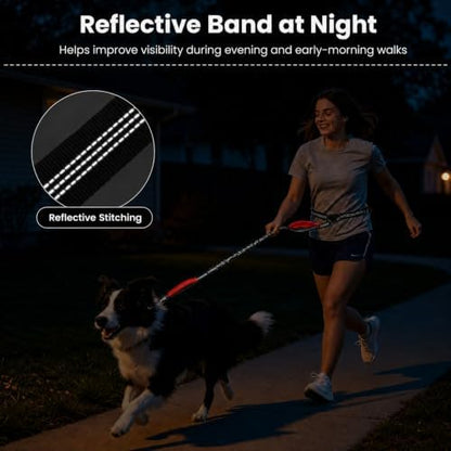 Hands Free Double Dog Leash, 4 Reflective Padded Handles, Adjustable Waist Belt 27-51", Shock-Absorbing Bungee, 360° Swivel Clips, for Small, Medium & Large Dogs, Walking Jogging Running - Image 5