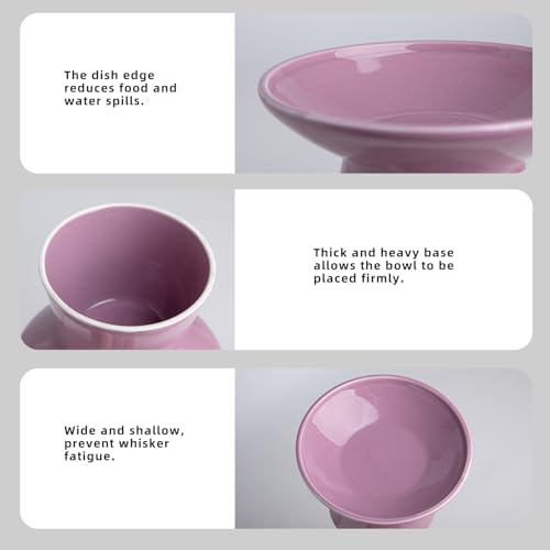 Ceramic Elevated Cat Food Bowls,6.2" Wide,1-Pack,Dark Purple - Image 4
