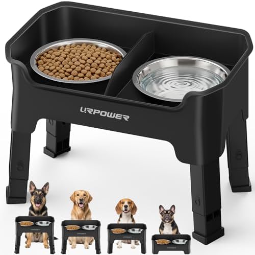 URPOWER Mess Proof Elevated Dog Bowls, Splash Guard Raised Bowl Stand by URPOWER