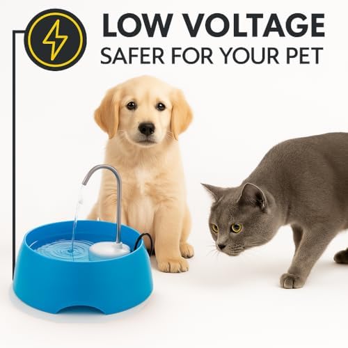 Aqua MINI Portable Pet Water Fountain - Automatic Drinking Bowl for Cats and Dogs - Stainless Steel Faucet - Replaceable Filters - Easy Cleaning - Ideal for Multiple Pets - 1.2L/42 fl oz - Blue - Image 4