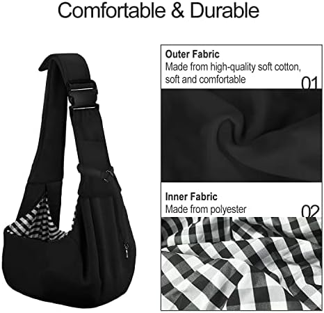 PETLOFT Reversible Dog Cat Sling Carrier, Small Dog Carrier, Adjustable Dog Sling, Hands Free Cross Body Carrier with Collar Hook for Dog/Cat/Bunny up to 11lb, Black - Image 3
