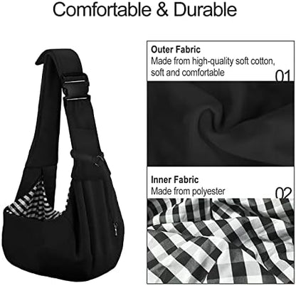 PETLOFT Reversible Dog Cat Sling Carrier, Small Dog Carrier, Adjustable Dog Sling, Hands Free Cross Body Carrier with Collar Hook for Dog/Cat/Bunny up to 11lb, Black - Image 3
