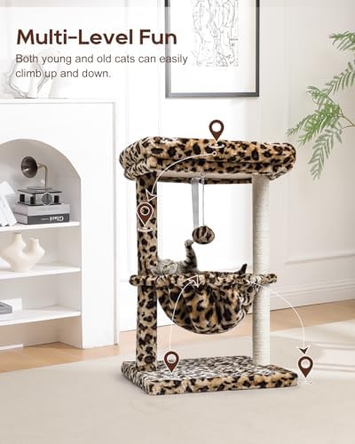 SYANDLVY Small Cat Tree for Indoor Cats, Cheetah Leopard Print Cat Tower - Image 4