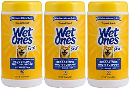 Wet Ones for Pets Deodorizing Dog Wipes, Tropical Splash, 50 Count, 3-Pack by WetOnes