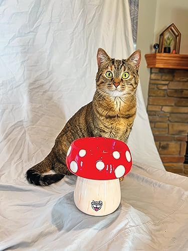 Mushroom Elevated Cat Bowl - Ceramic Raised Cat Bowl for Food, Water - Lifted Food Bowls for Small Dog - Cute Pet Gift - Image 7