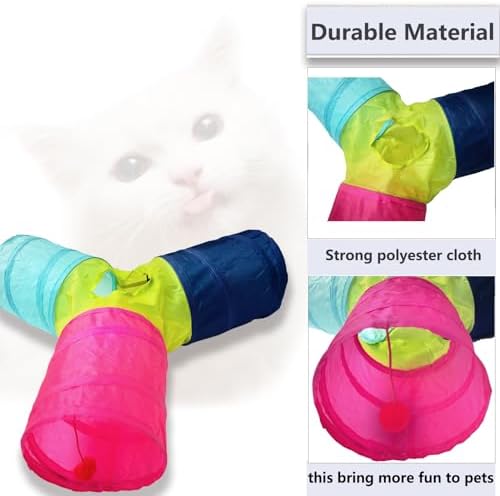 Cat Tunnel Tube Toys, 3 Ways Tunnels for Indoor Cats with Play Ball - Image 4