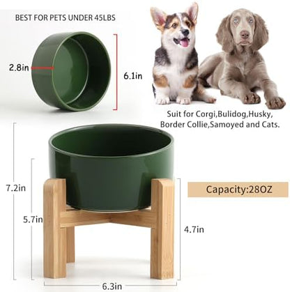 Petygooing Elevated/Raised 15°Slanted Ceramic Dog Bowl for Small and Medium Breeds, Tilted Anti Slip Pet Feeding Bowl,Food Water Dish with Stand for Cats and Dogs (28 OZ/3.6 Cups) Rust Green - Image 3