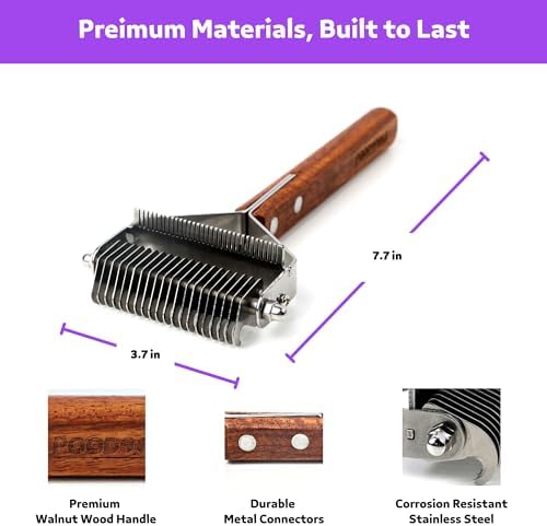 2 in 1 Dogs Cats Dematting Grooming Comb, Perfect Deshedding Undercoat Rake for Poodle & Goldendoodle, Efficiently Detangling Shedding Loose Hair & Matted Fur, All Long Haired Pet (Dark) - Image 6