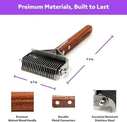 2 in 1 Dogs Cats Dematting Grooming Comb, Perfect Deshedding Undercoat Rake for Poodle & Goldendoodle, Efficiently Detangling Shedding Loose Hair & Matted Fur, All Long Haired Pet (Dark) - Image 6