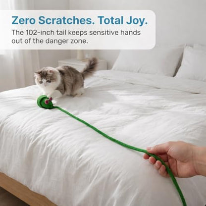 Glaciart One Felt Mouse Cat Toy – Soft Fuzzy Enrichment 100% Natural Wool - Interactive Catnip Play Cat Toy Set - Safe for Pets, Non-AZO Colored Dyes - 100” Long - Image 5